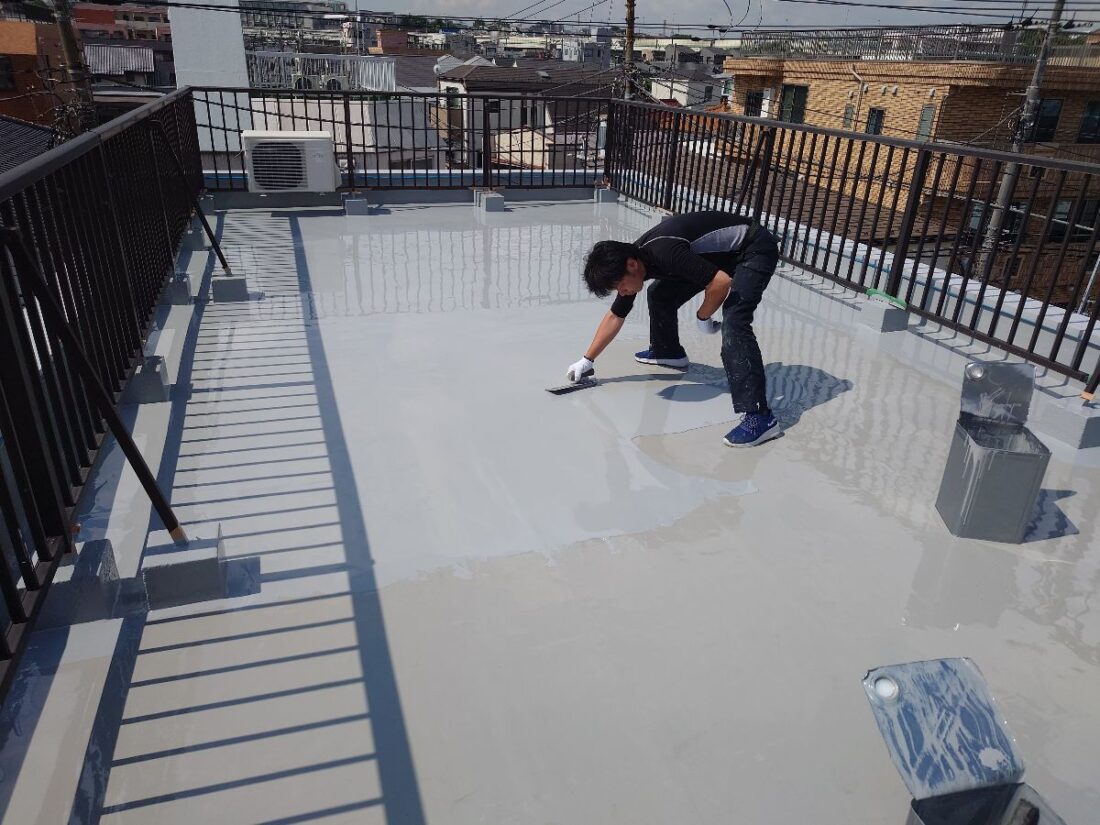 屋上防水下地処理 ウレタン塗膜防水