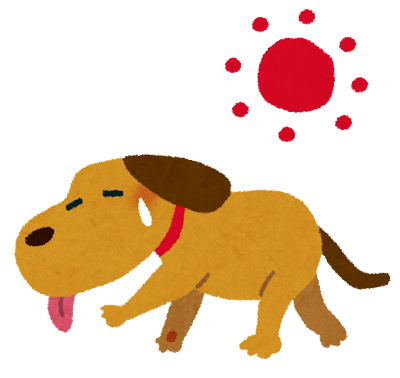 陽射しにバテる犬のイラスト
