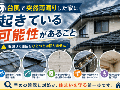 台風で突然雨漏りした家に起きている可能性があること